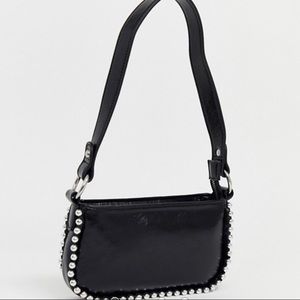 vinyl 90s shoulder bag with ball edge
